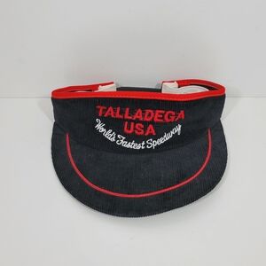 Vintage Talladega Black Embroidere Corduroy Snapback Visor Hatters Cap Union USA